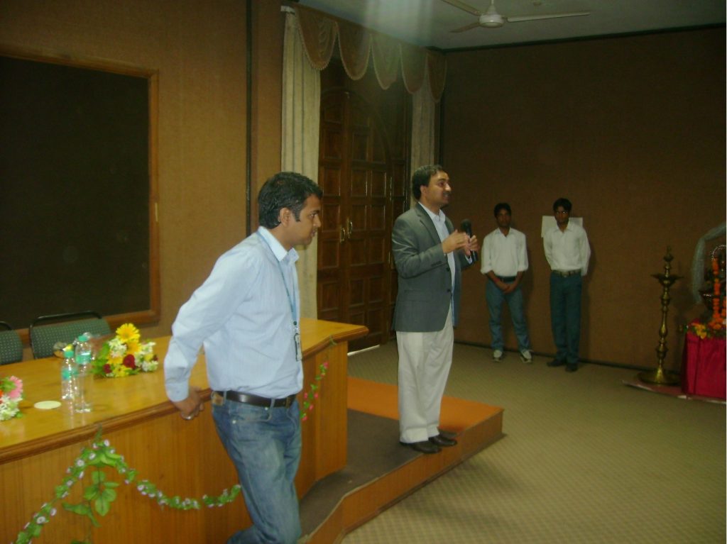 Kotur and Swapnil addressing the students at LNCT Bhopal.